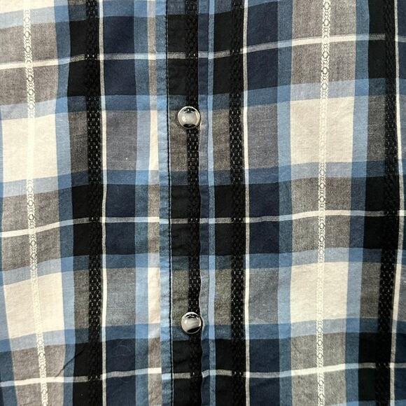 Cody James Men's 2XLT Blue Plaid Western Shirt Pearl Snaps Sawtooth Pocket Rodeo - Picture 4 of 10